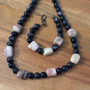 Chic Black and Cream Beaded Necklace Set